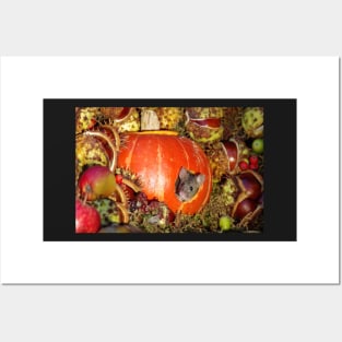 halloween pumpkin Autumn wild mouse Posters and Art